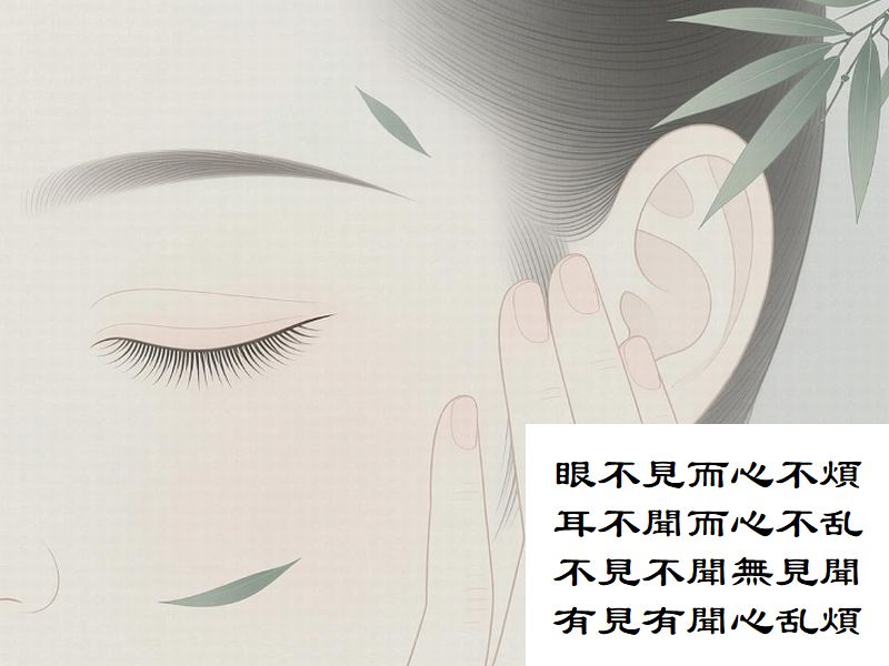 眼不見而心不煩,耳不聞而心不乱,不見不聞無見聞,有見有聞心乱煩