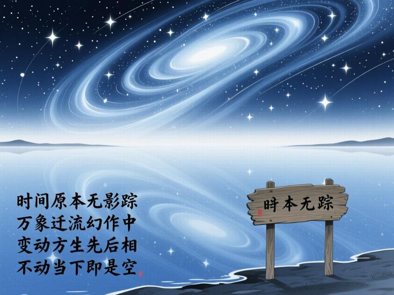 時間原本無影踪，万象遷流幻作中，変動方生先后相，不動当下即是空