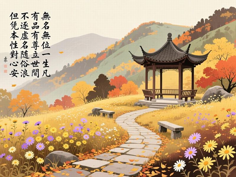 無名無位一生凡，有品有尊立世間，不逐虛名隨俗浪，但憑本性對心安