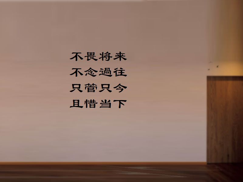 不畏将来，不念過往，只管只今，且惜当下