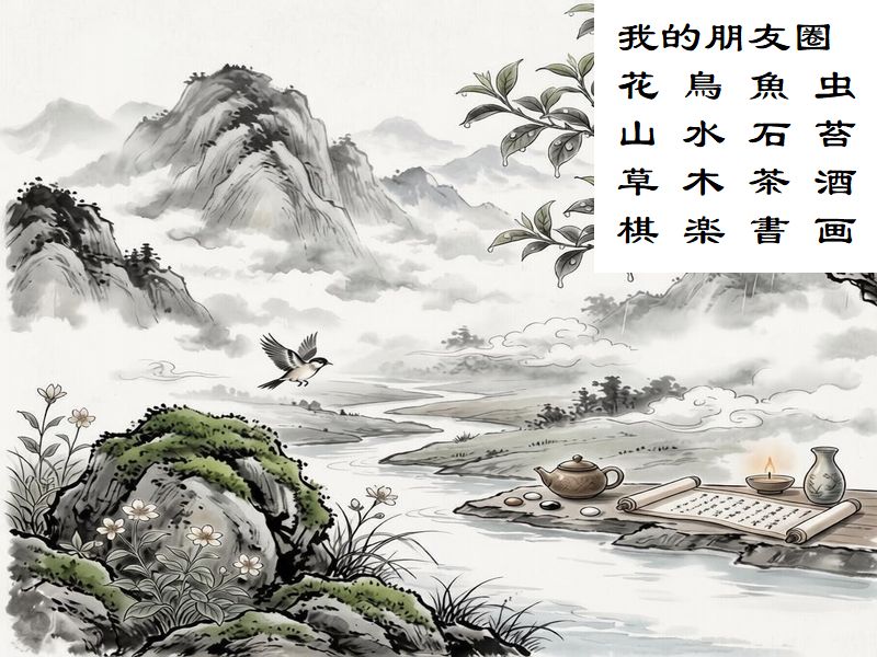 友達グループ：花鳥魚虫山水石苔草木茶酒棋楽書画